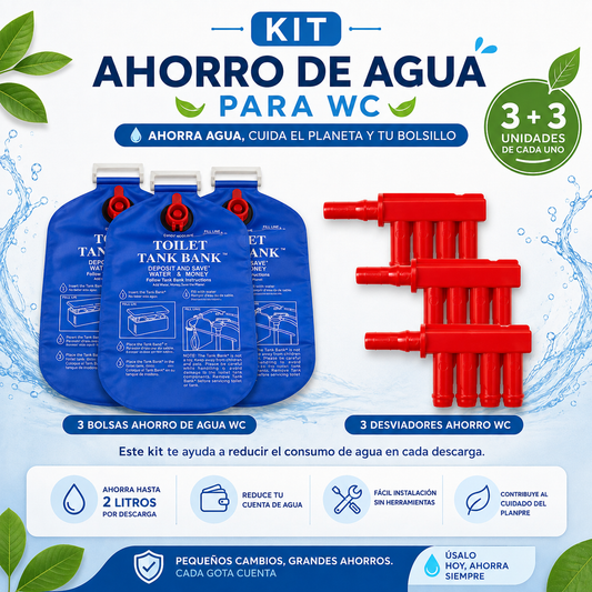 KIT-3 Ahorro Agua para WC (GRATIS 3 DESVIADORES)